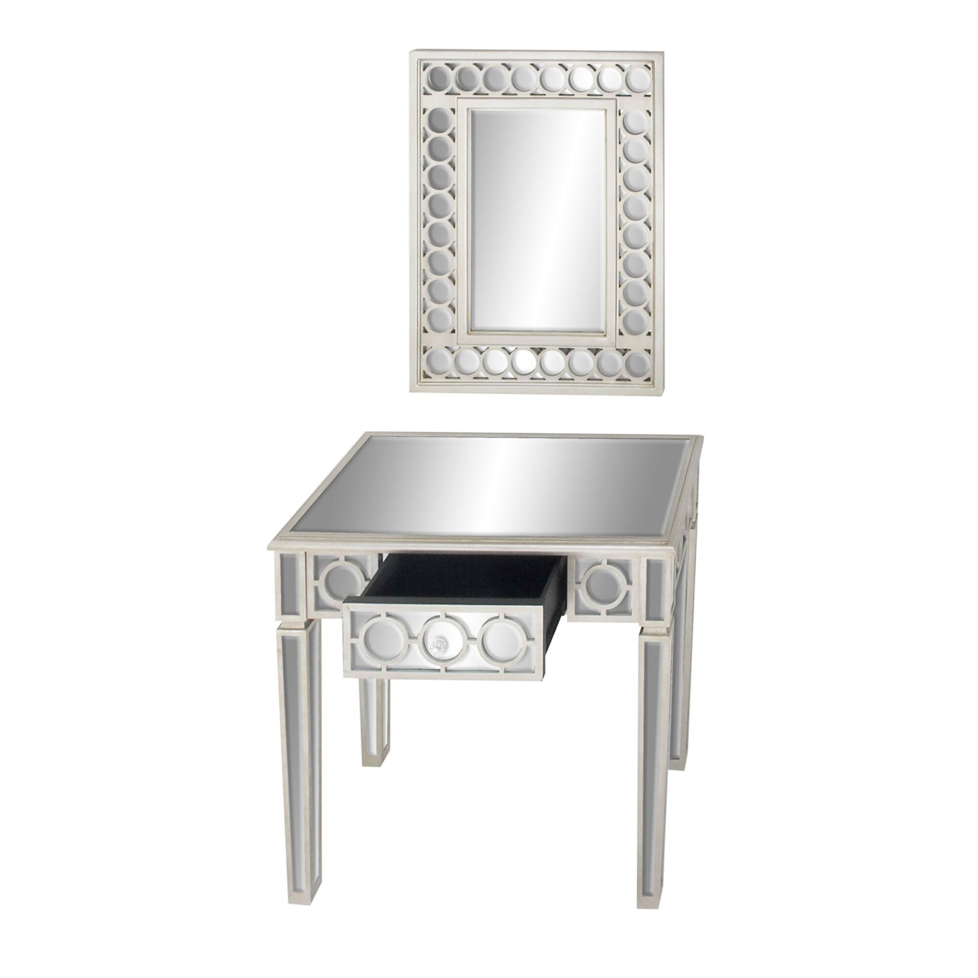 Set of 2 Grey Wood Glam Console Table, 31" x 31"